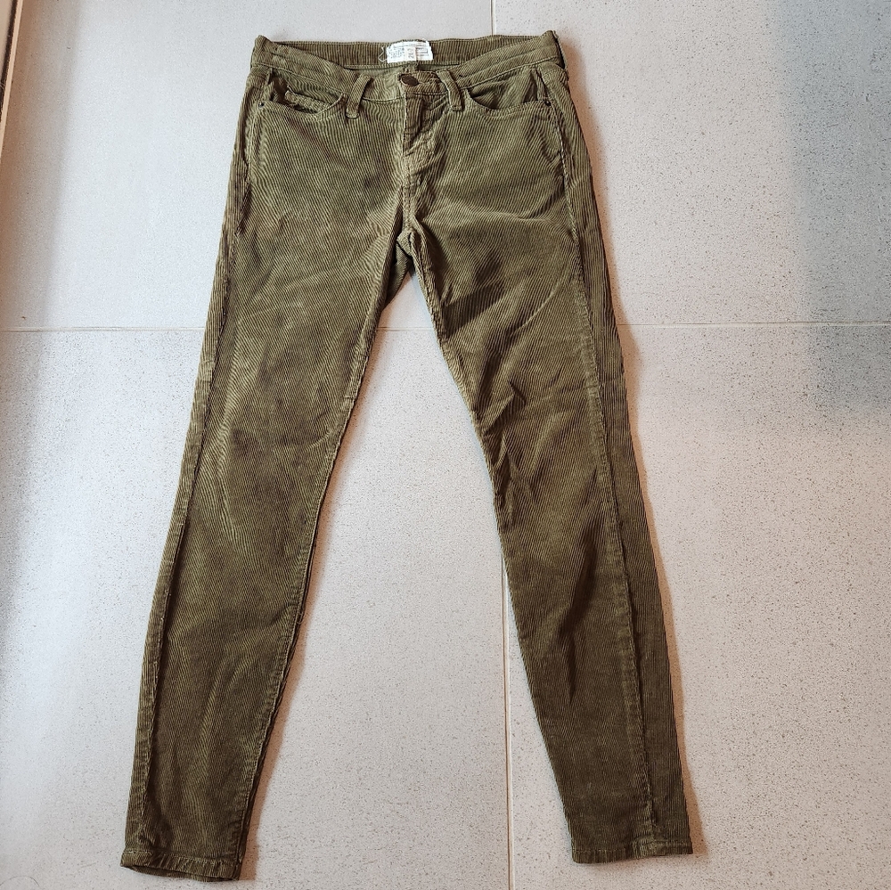 Current/Elliott Olive Green Corduroy SkinnyJeans Sz 26